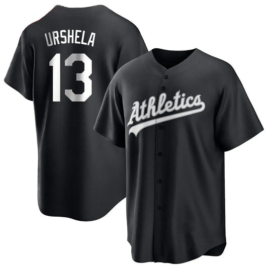 Athletics #13 Gio Urshela Player Black Replica Game Baseball Jerseys