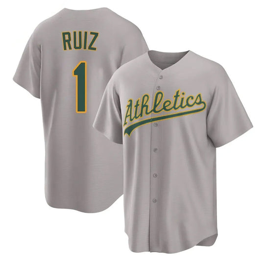 Athletics #1 Esteury Ruiz Player Gray Home Replica Baseball Jerseys