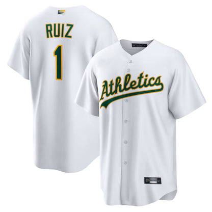 Athletics #1 Esteury Ruiz Player White Home Replica Baseball Jerseys
