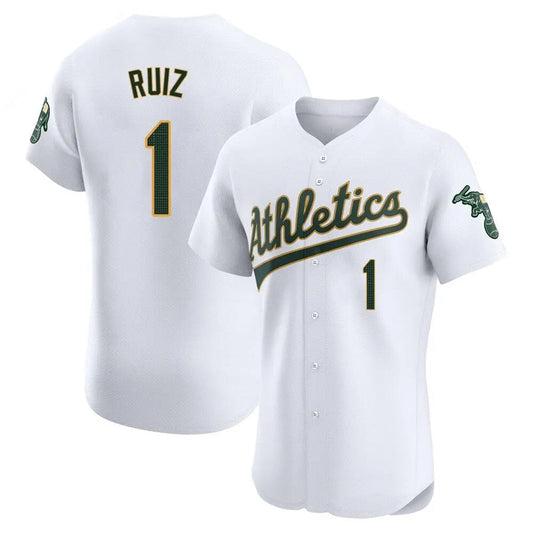 Athletics #1 Esteury Ruiz Player White Limited Elite Home Baseball Jerseys