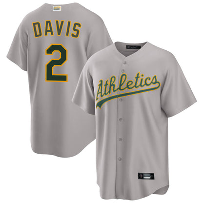 Athletics #2 Khris Davis Player Gray Replica Game Baseball Jerseys
