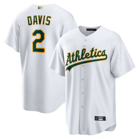 Athletics #2 Khris Davis Player Home Replica White Baseball Jerseys