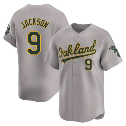 Athletics #9 Reggie Jackson Player Gray Home Game Baseball Jerseys
