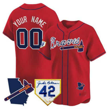 Custom A.Braves Robinson & Georgia Patch Vapor Premier Limited ¨CStitched Baseball Jerseys