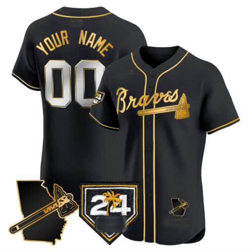 Custom A.Braves Spring Training & Georgia Patch Vapor Premier Elite ¨C Stitched Baseball Jerseys