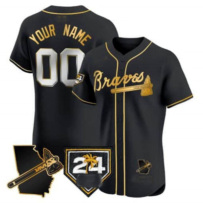 Custom A.Braves Spring Training & Georgia Patch Vapor Premier Elite ¨C Stitched Baseball Jerseys