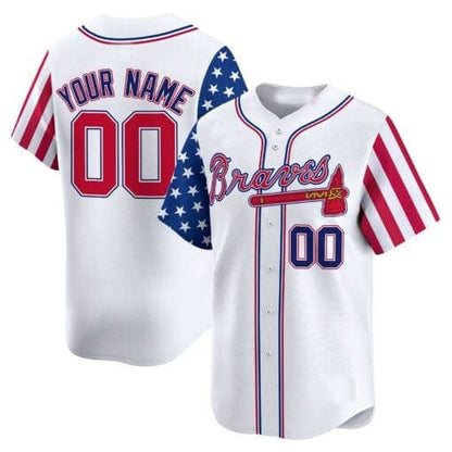 Custom A.Braves White Independence Day Vapor Premier Limited ¨C All Stitched Baseball Jerseys