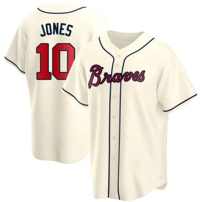 #10 Chipper Jones Player A.Braves Cream Game Stitches Baseball Jerseys