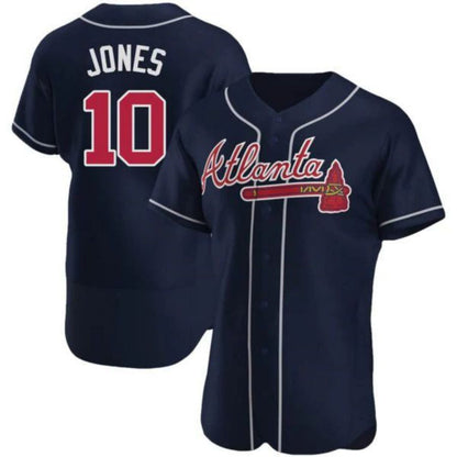 #10 Chipper Jones Player A.Braves Navy Elite Stitches Baseball Jerseys