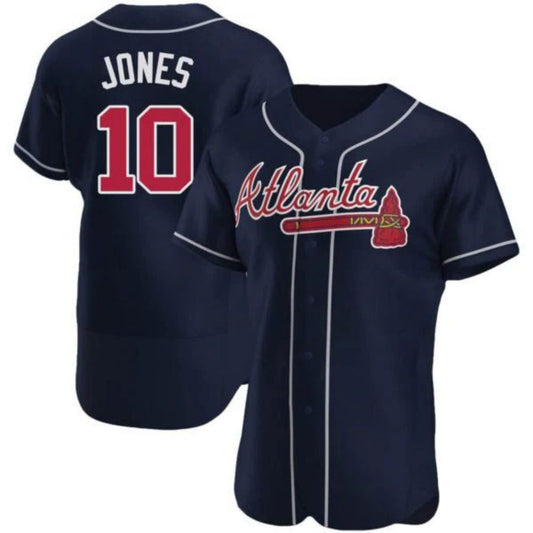 #10 Chipper Jones Player A.Braves Navy Elite Stitches Baseball Jerseys