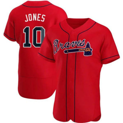 #10 Chipper Jones Player A.Braves Red Elite Stitches Baseball Jerseys