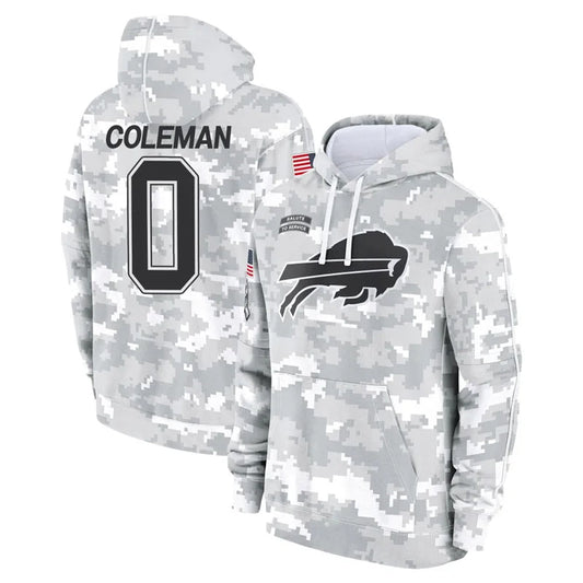 B.Bills #0 Keon Coleman Player Arctic Camo Salute to Service Hoodies Football Jerseys