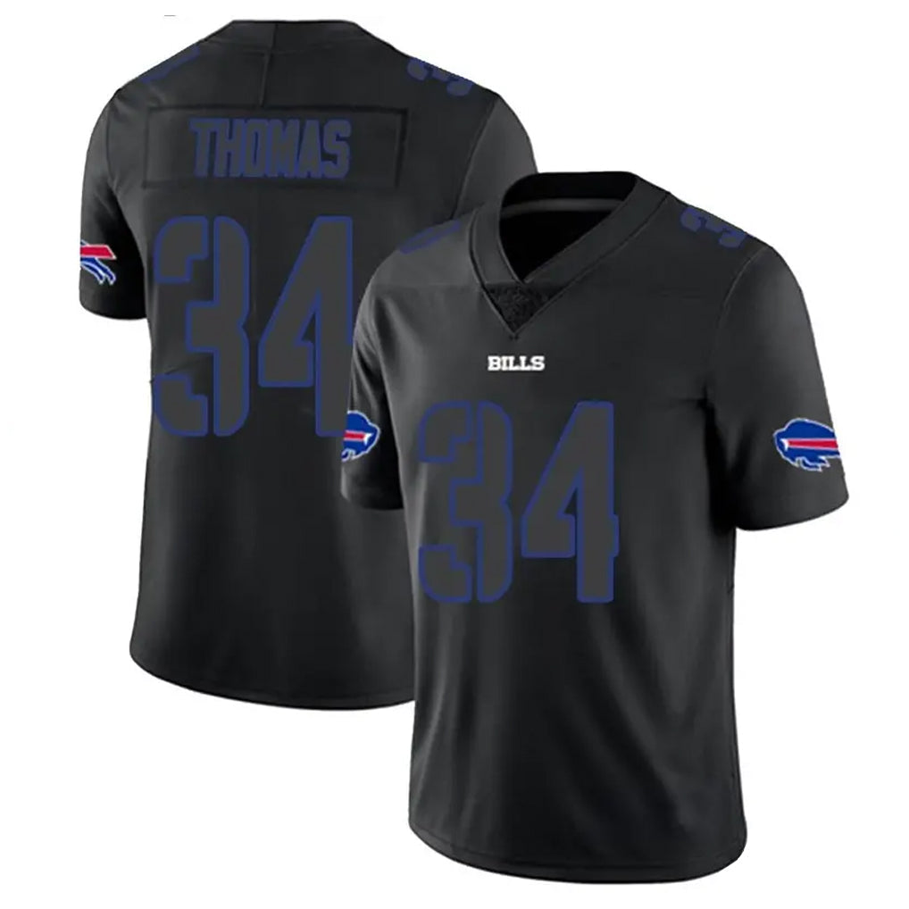 B.Bills #34 Thurman Thomas Player Limited Black Impact Football Jerseys
