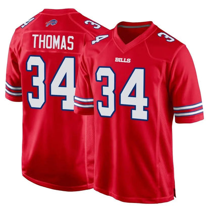 B.Bills #34 Thurman Thomas Player Red Home Game Football Jerseys