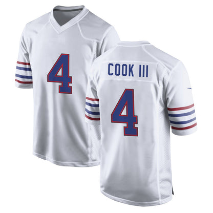 B.Bills #4 James Cook III Player White Alternate Game Football Jerseys