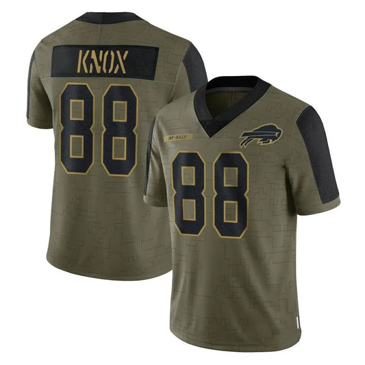 B.Bills #88 Dawson Knox Player Salute To Service Olive Football Jerseys