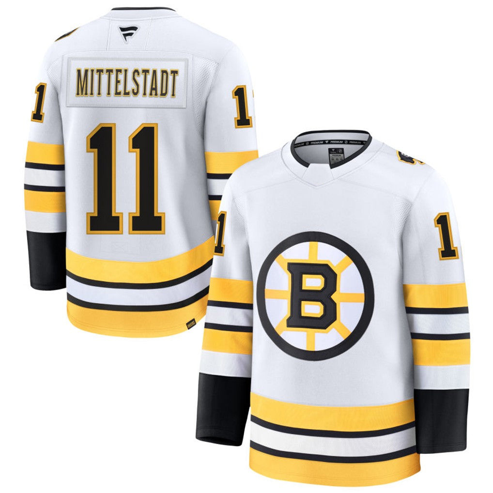 B.Bruins #11 Casey Mittelstadt Player Fanatics Premium White Home Football Jerseys