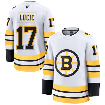 B.Bruins #17 Milan Lucic Player Fanatics Home Breakaway White Hockey Jerseys
