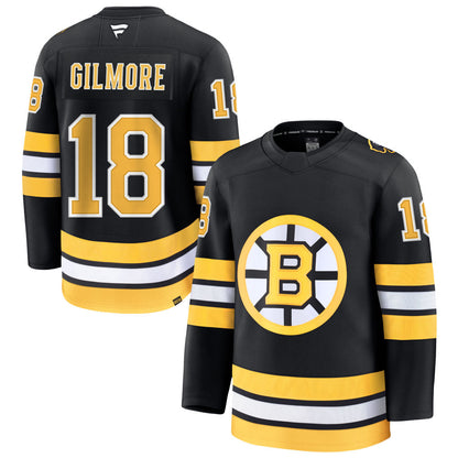 B.Bruins #18 Happy Gilmore Player Fanatics Premium Black Home Hockey Jerseys