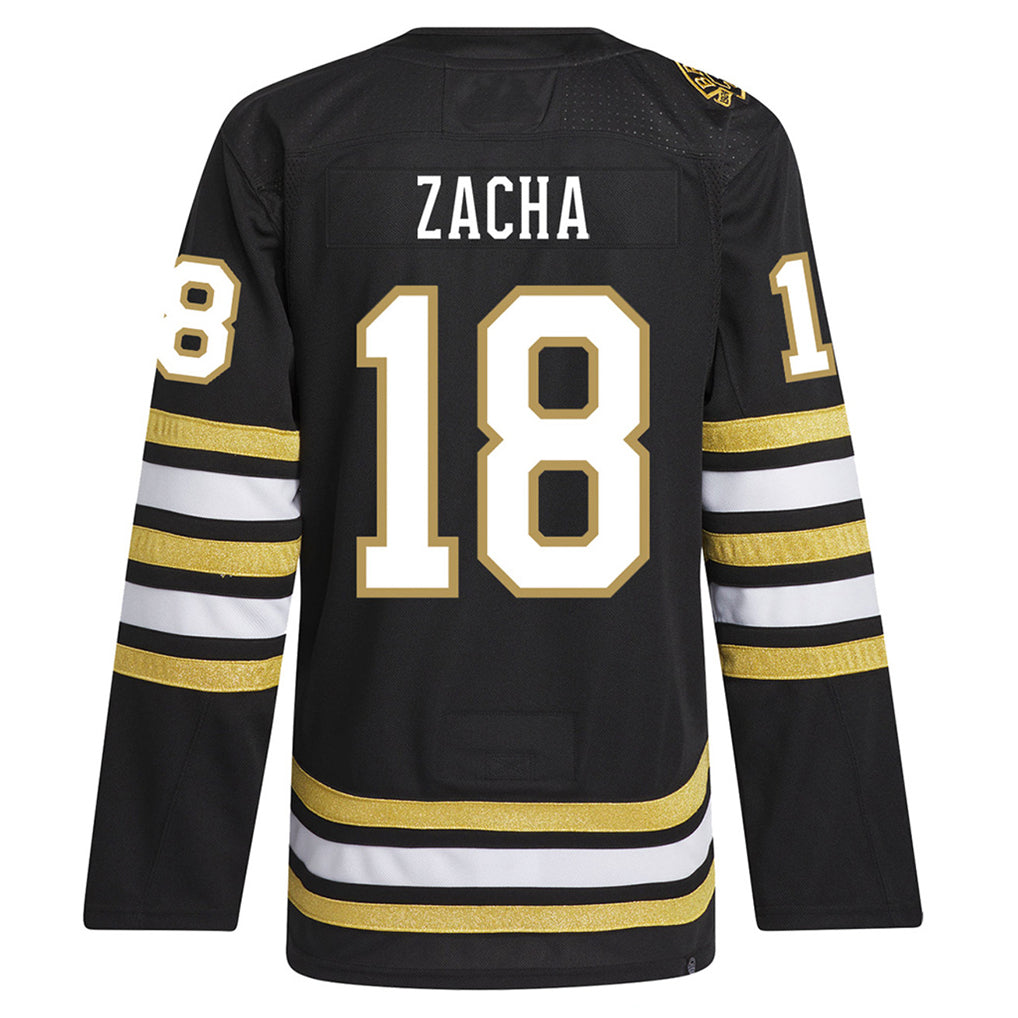 B.Bruins #18 Pavel Zacha Player Centennial Home Black Hockey Jerseys