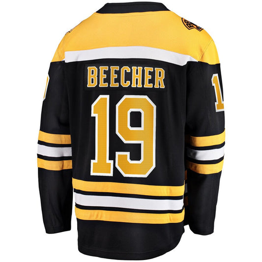 B.Bruins #19 John Beecher Player Fanatics Home Premier Breakaway Black Hockey Jerseys