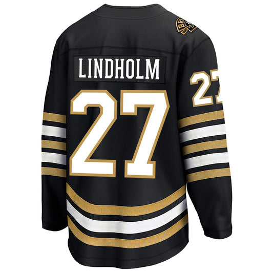 B.Bruins #27 Hampus Lindholm Player Fanatics Black Anniversary Breakaway Hockey Jerseys