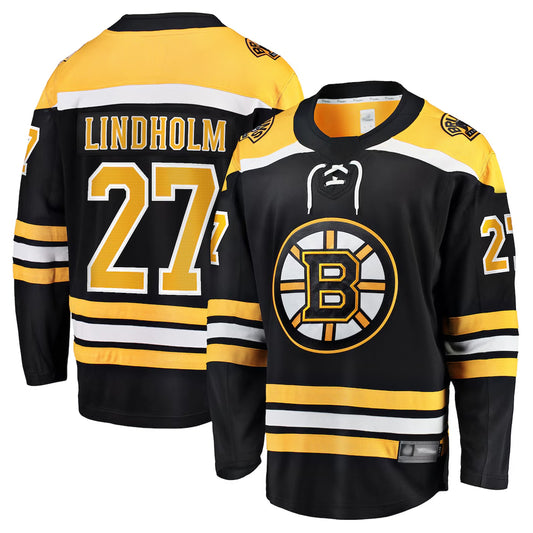B.Bruins #27 Hampus Lindholm Player Fanatics Home Breakaway Black Hockey Jerseys