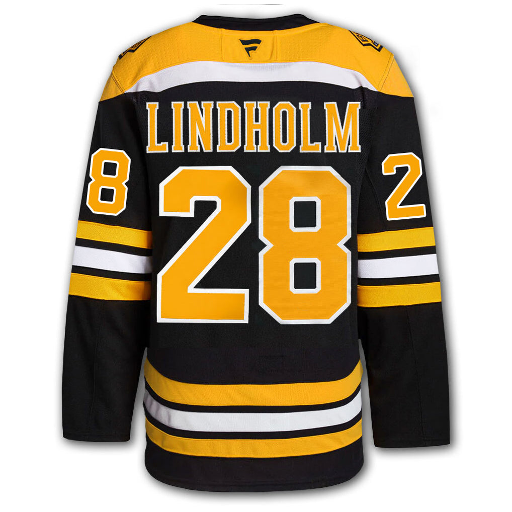 B.Bruins #28 Elias Lindholm Player Fanatics Premium Black Home Hockey Jerseys