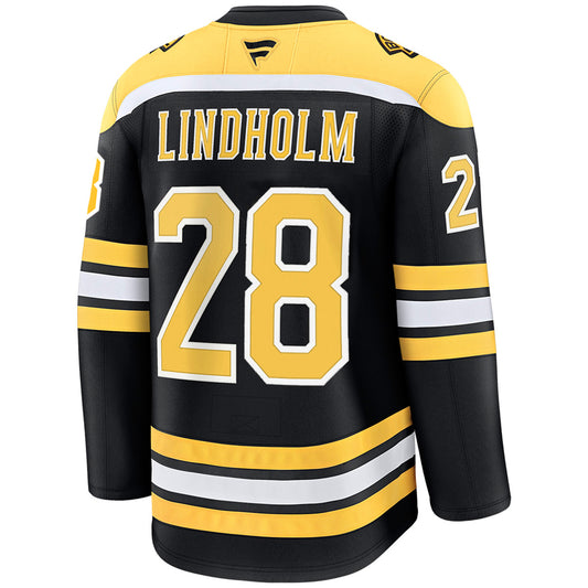 B.Bruins #28 Elias Lindholm Player Fanatics Premium Home Black Hockey Jerseys