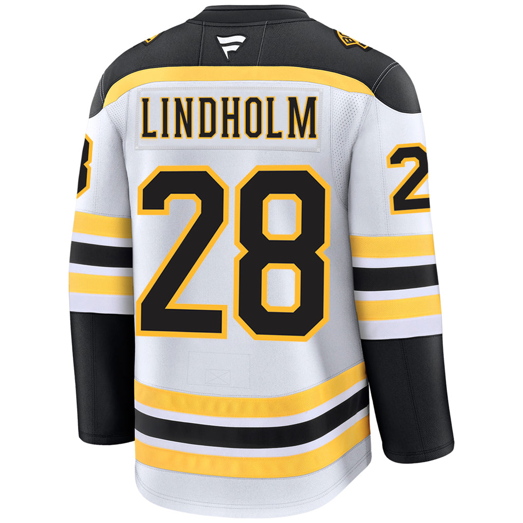 B.Bruins #28 Elias Lindholm Player Fanatics Premium Home White Hockey Jerseys