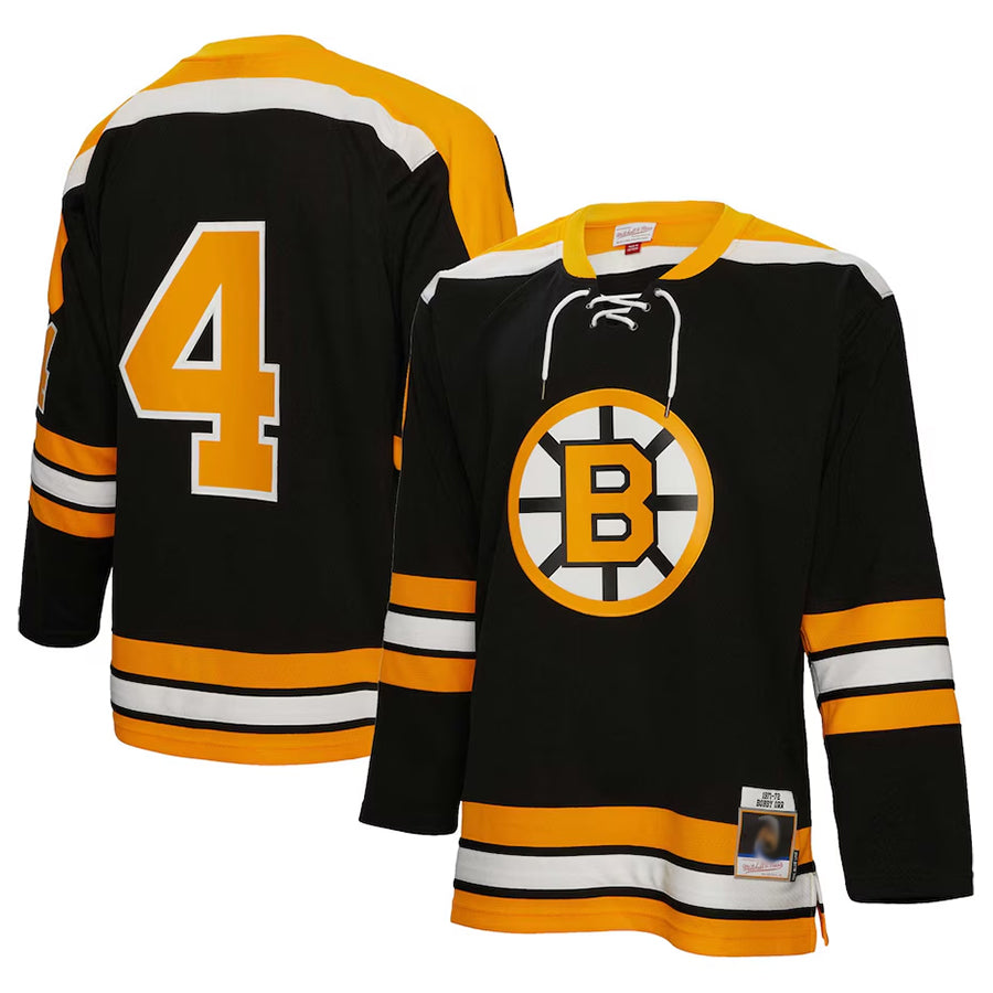 B.Bruins #4 Bobby Orr Player Black Home Hockey Jerseys