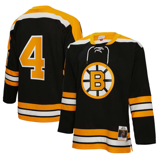 B.Bruins #4 Bobby Orr Player Black Home Hockey Jerseys