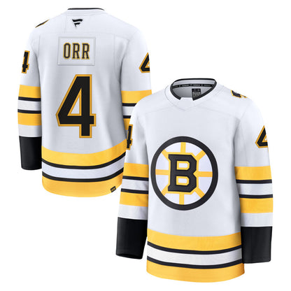 B.Bruins #4 Bobby Orr Player Fanatics Home Breakaway White Hockey Jerseys