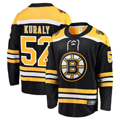 B.Bruins #52 Sean Kuraly Player Fanatics Breakaway Home Black Hockey Jerseys