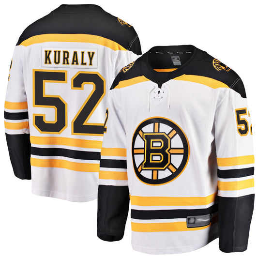 B.Bruins #52 Sean Kuraly Player Fanatics Breakaway Home White Hockey Jerseys