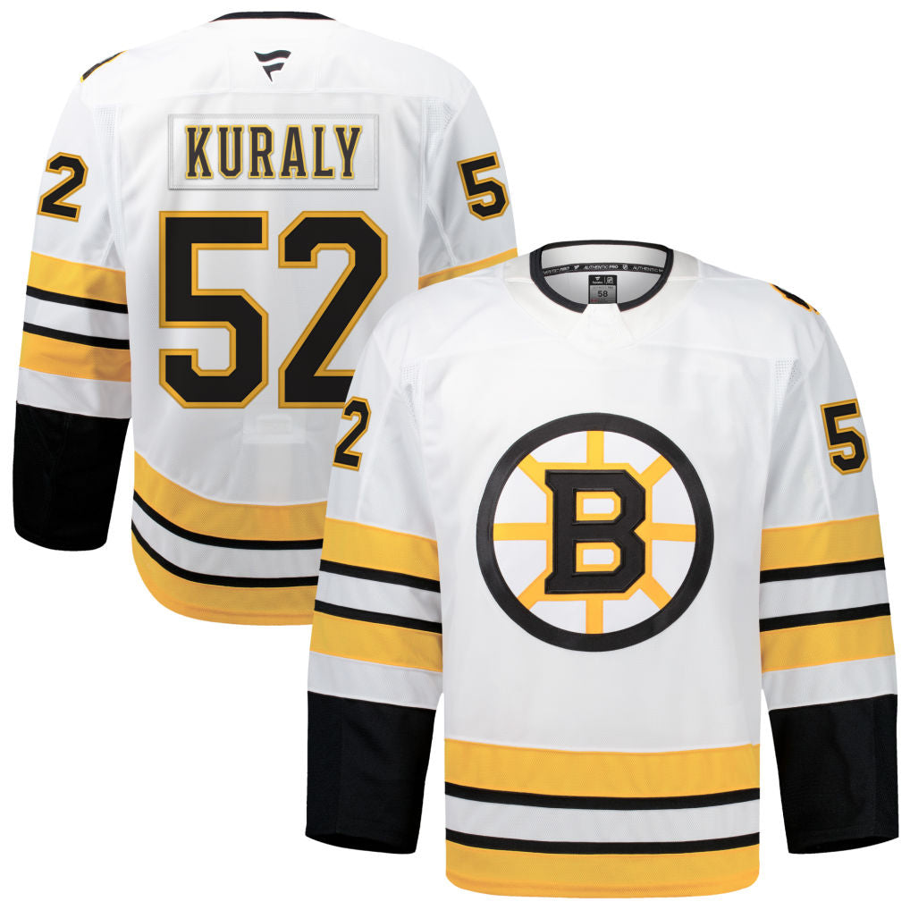 B.Bruins #52 Sean Kuraly Player Fanatics Home White Hockey Jerseys