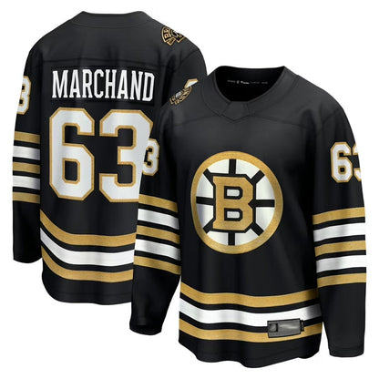 B.Bruins #63 Brad Marchand Player Fanatics Black Breakaway Hockey Jerseys