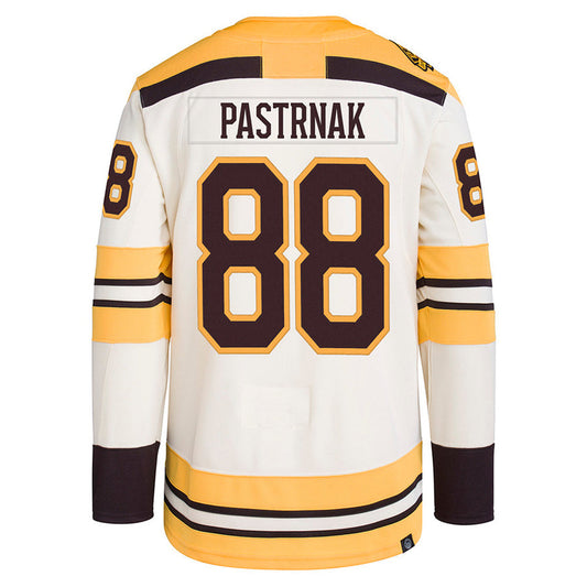 B.Bruins #88 David Pastrnak Player Fanatics Cream Authenti Breakaway Hockey Jerseys