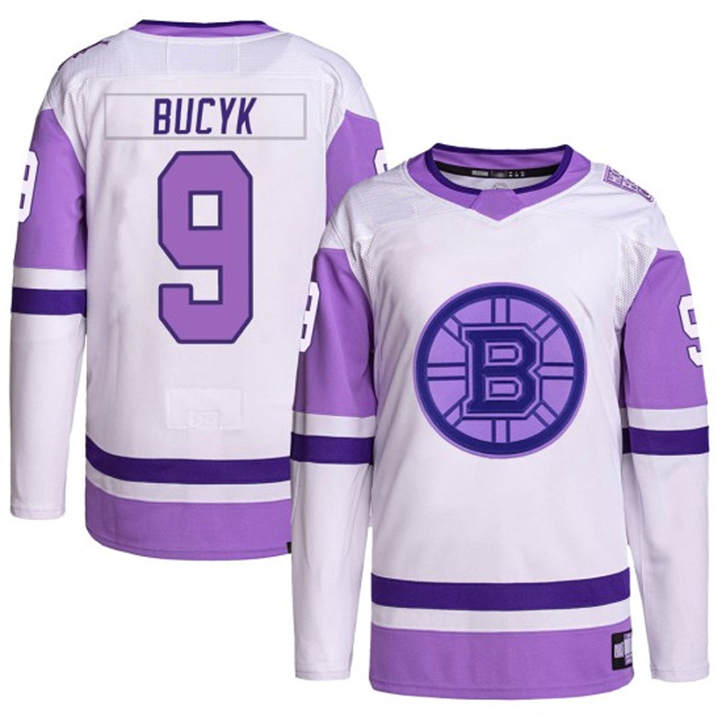 B.Bruins #9 Johnny Bucyk Player Fanatics Fights Cancer Primegreen Hockey Jerseys