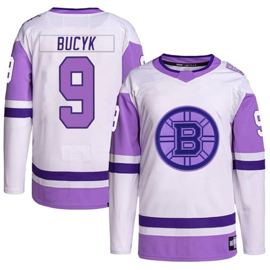 B.Bruins #9 Johnny Bucyk Player Fanatics Fights Cancer Primegreen Hockey Jerseys