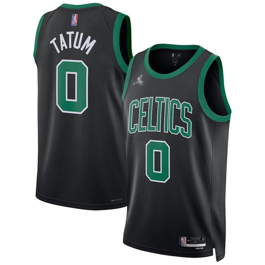 B.Celtics #0 Jayson Tatum Black Swingman Statement Edition Basketball Jerseys