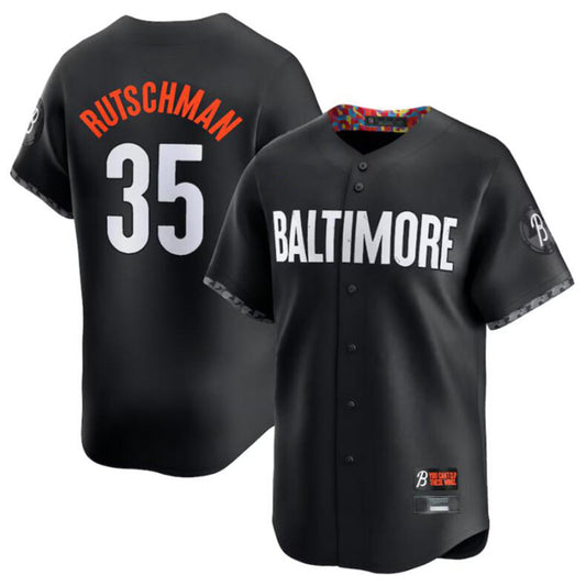 B.Orioles #35 Adley Rutschman Black City Connect Limited Player Jersey American Stitched Baseball Jerseys