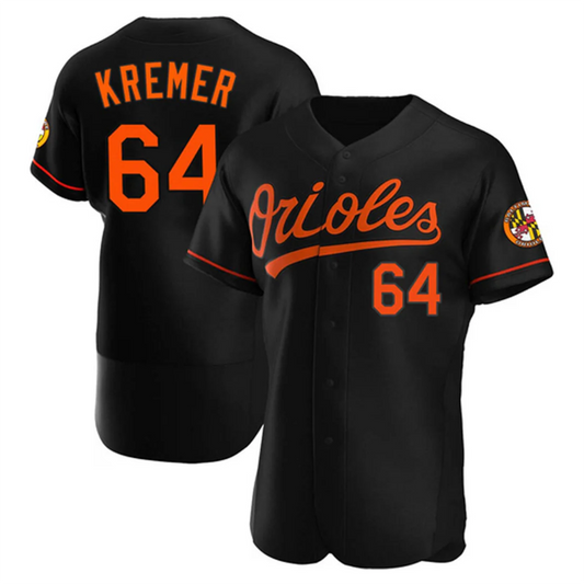 B.Orioles #64 Dean Kremer Player Black Limited Elite Baseball Jerseys