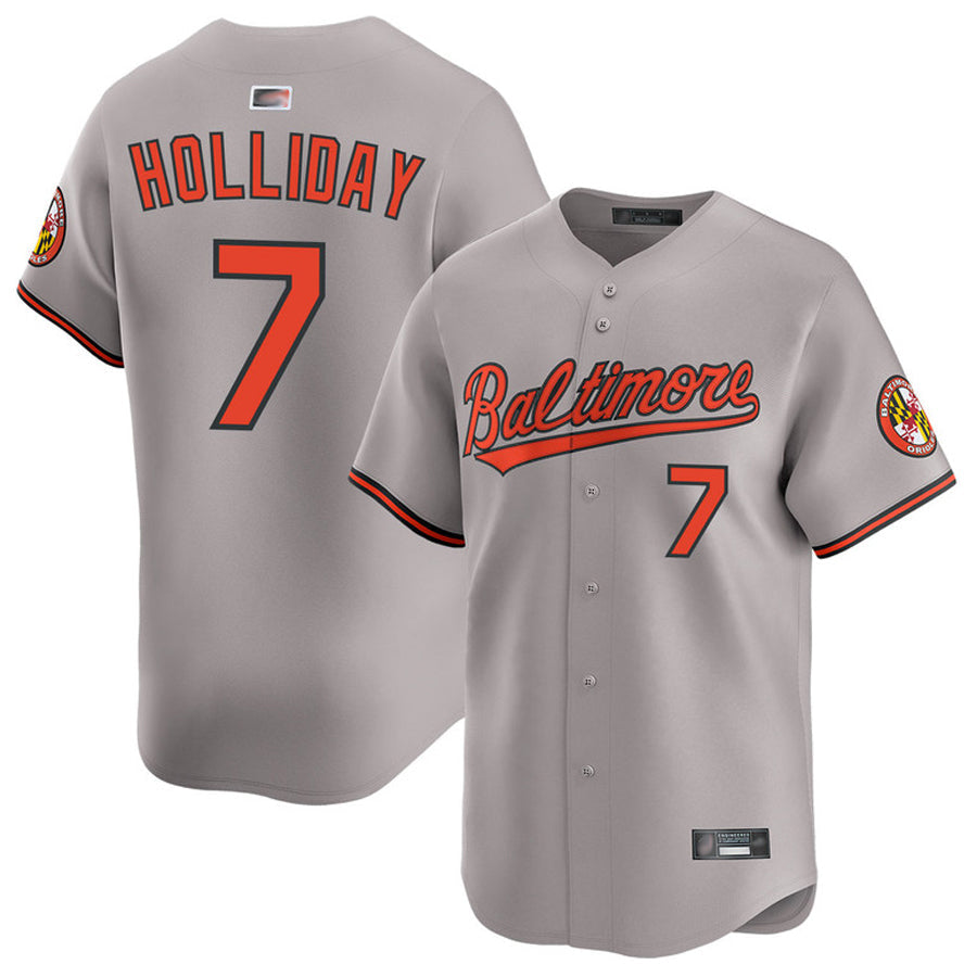 B.Orioles #7 Jackson Holliday Player Grey Limited Home Game Baseball Jerseys