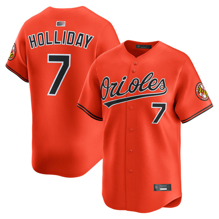B.Orioles #7 Jackson Holliday Player Orange Limited Home Game Baseball Jerseys