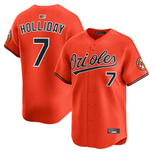 B.Orioles #7 Jackson Holliday Player Orange Limited Home Game Baseball Jerseys