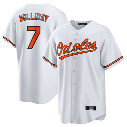 B.Orioles #7 Jackson Holliday White Home Replica Player Jersey American Stitched Baseball Jerseys