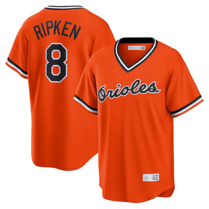 B.Orioles #8 Cal Ripken Jr. Player Alternate Cooperstown Collection Orange Baseball Jerseys