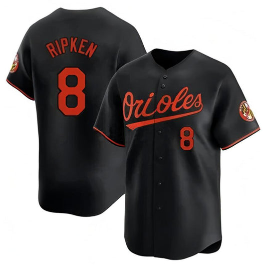 B.Orioles #8 Cal Ripken Jr. Player Black Home Limited Baseball Jerseys