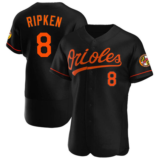 B.Orioles #8 Cal Ripken Jr. Player Black Limited Elite Baseball Jerseys